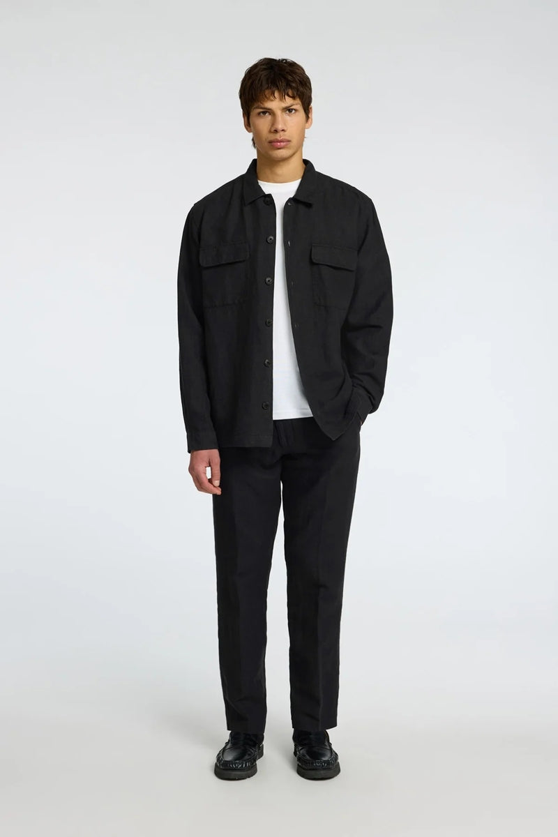 Wholesale,Selected Homme, Selected Homme Black Cotton/Linen Blend Overshirt, Black, Extra Extra Large-52-TagXXL