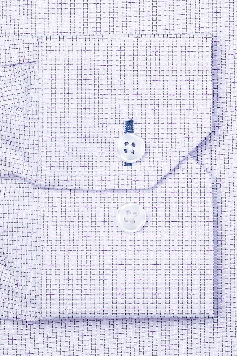Faire,Alynn, Alynn Purple Grid Geo Slim Fit Microfiber Dress Shirt, Purple, Medium-42-TagM