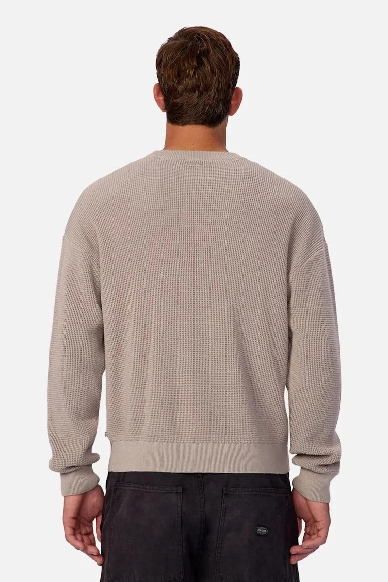 Wholesale,INDUSTRIE AUSTRALIA, INDUSTRIE AUSTRALIA Grey Waffle Textured Crewneck Sweater, Grey, Small-46-TagSMedium-48-TagMLarge-50-TagLExtra Large-52-TagXLExtra Extra Large-54-TagXXL