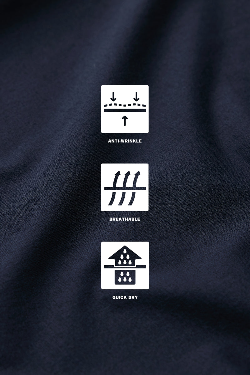 Direct From Brand,FYNE, FYNE Navy Moisture Absorption T-shirt, Blue, Medium-40-TagMLarge-42-TagLExtra Large-44-TagXL