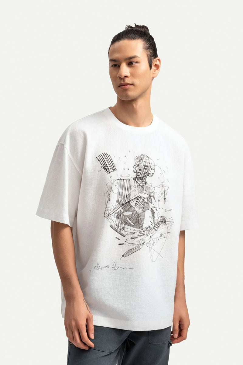 Wholesale,KAFT, KAFT Off-White Apex Sketch Textured T-Shirt, White, Extra Large-51-TagXL