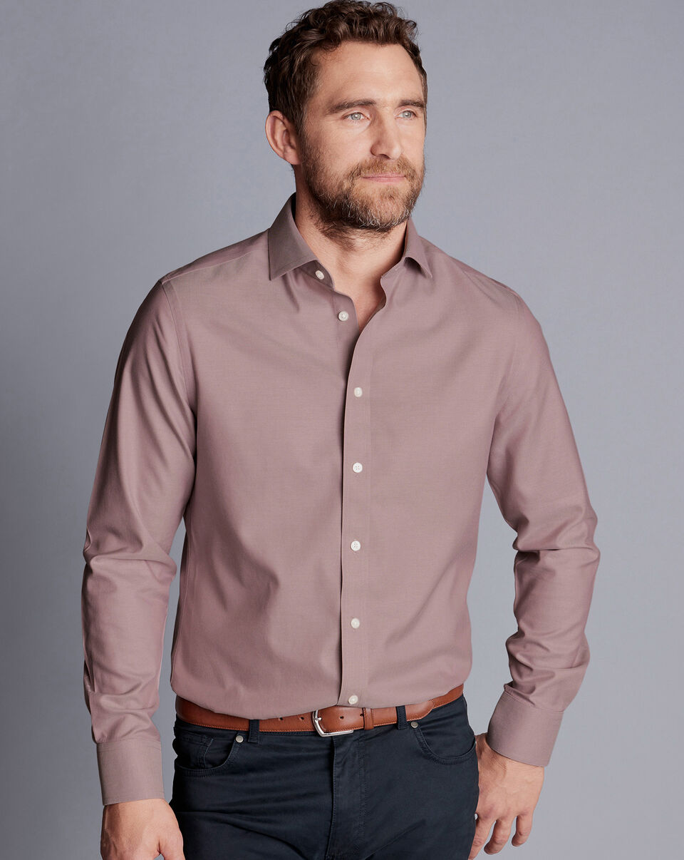 Wholesale,Charles Tyrwhitt, Charles Tyrwhitt Claret Pink Spread Collar Non-Iron Twill Classic Fit Shirt, Pink, Extra Extra Large-56-Tag46