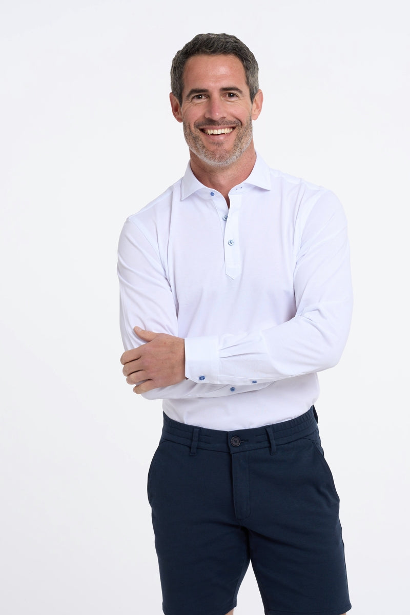 Direct From Brand,R2 Amsterdam, R2 Amsterdam White Jersey Knit Polo, White, Extra Extra Large-52-TagXXL