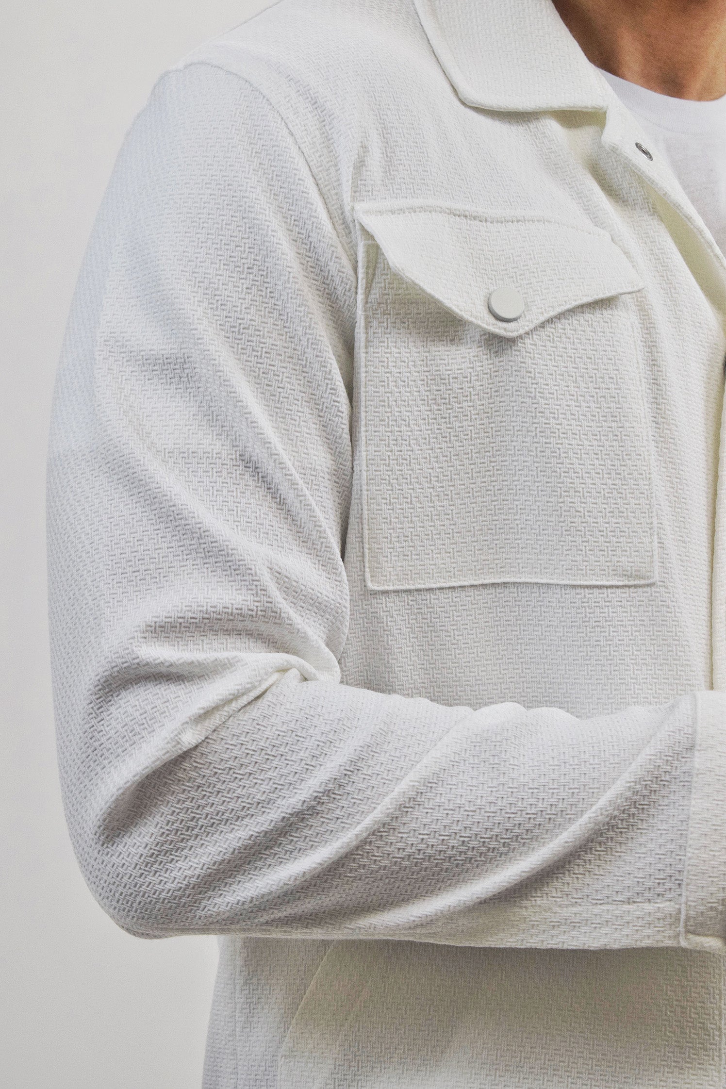 Wholesale,Suit Sartoria, Suit Sartoria White Textured Overshirt, White, Medium-44-Tag50
