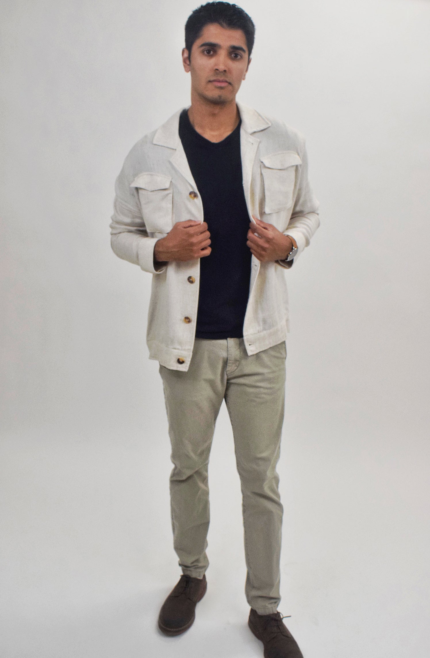 Wholesale,Suit Sartoria, Suit Sartoria Beige Linen Blend Overshirt, Tan, Large-47-Tag54