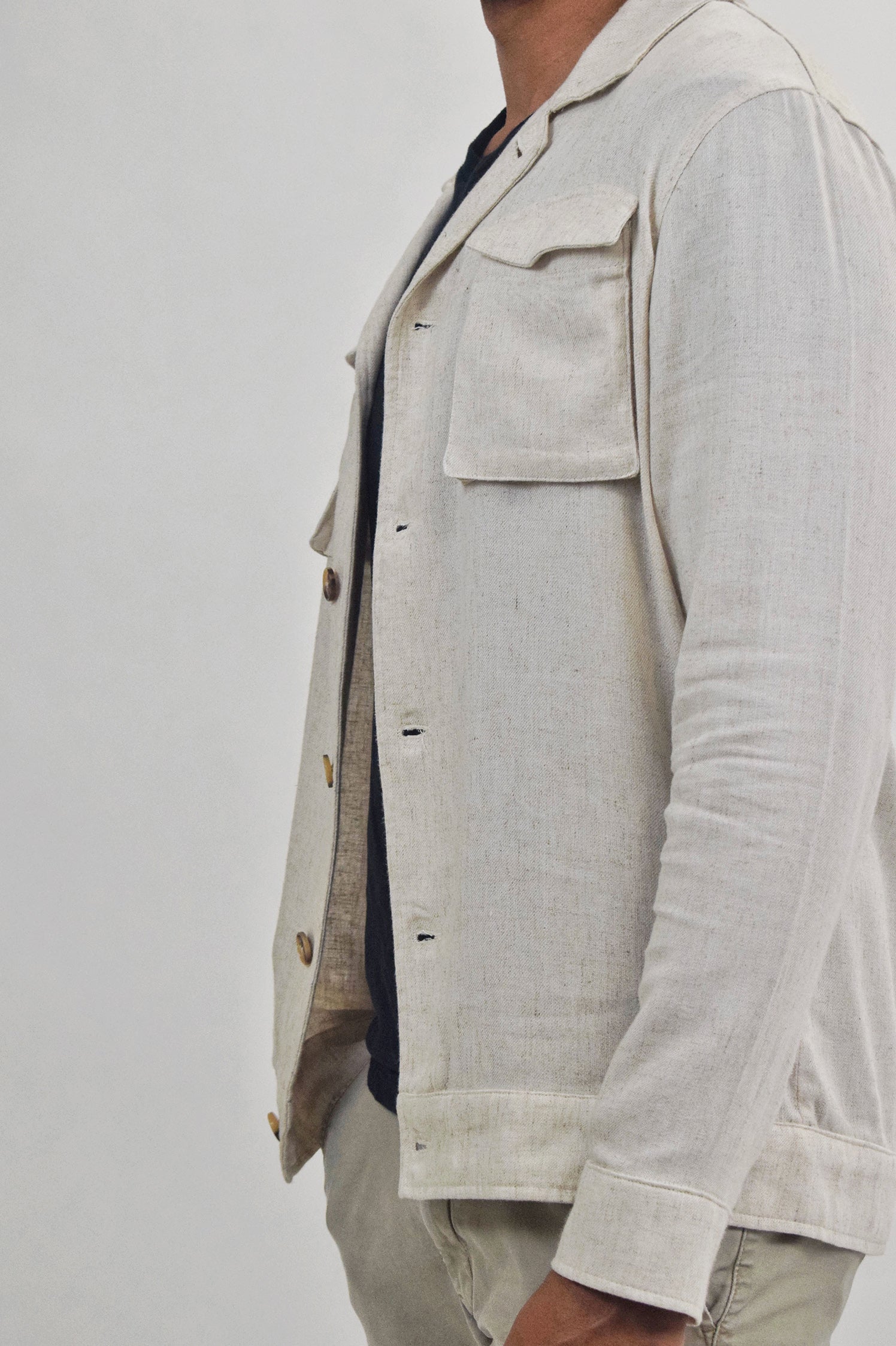 Wholesale,Suit Sartoria, Suit Sartoria Beige Linen Blend Overshirt, Tan, Medium-43-Tag48