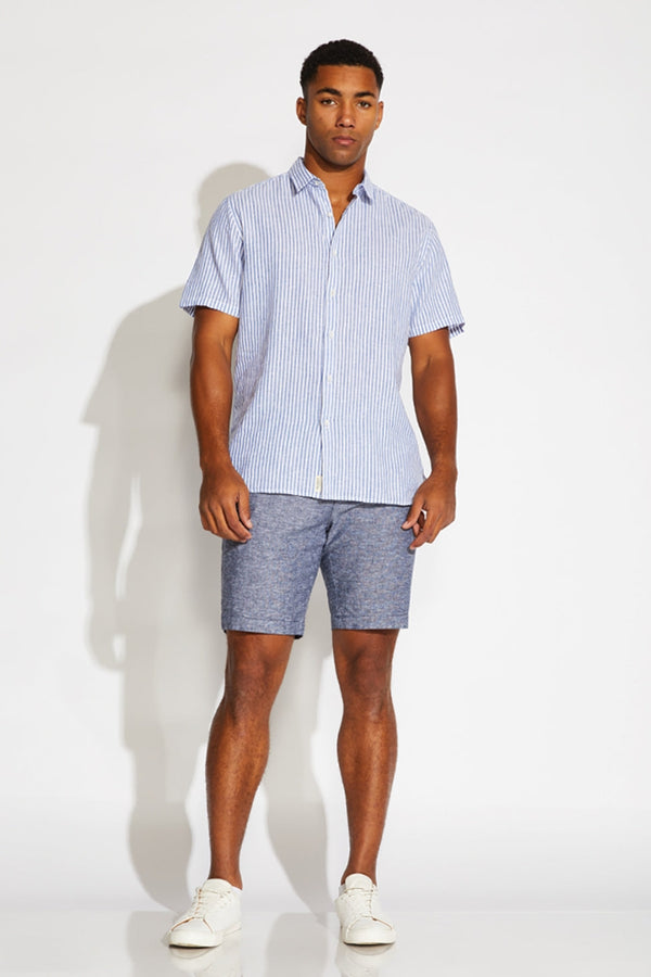 Civil Society Navy Linen Blend 8" Shorts