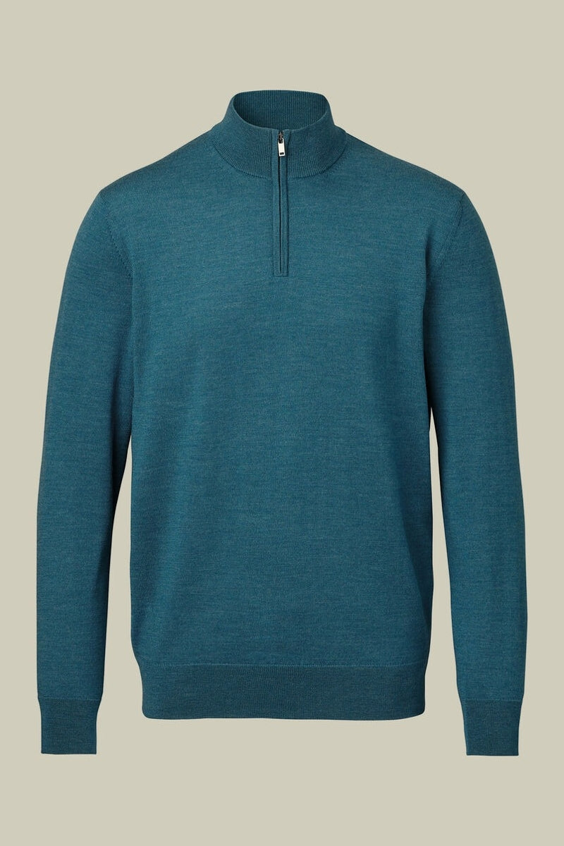Wholesale,Charles Tyrwhitt, Charles Tyrwhitt Teal Pure Merino Wool Qtr Zip, Blue, Extra Large-48-TagXL