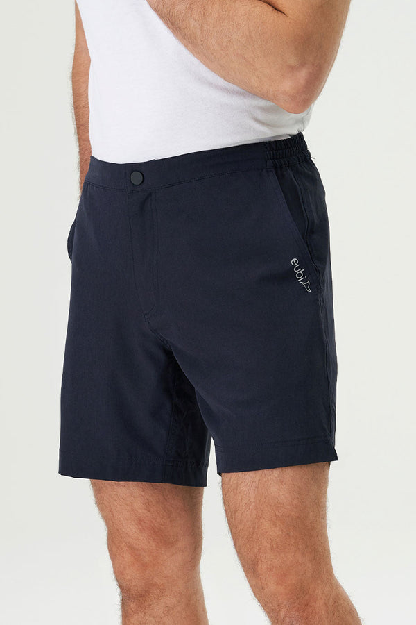 Eubi Navy Blue Packable Hybrid 8" Shorts