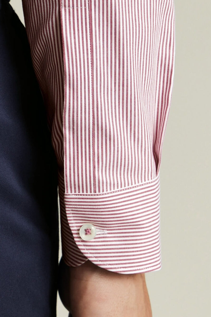 Wholesale,Charles Tyrwhitt, Charles Tyrwhitt Maroon Red Oxford Stripe Shirt, Red, Medium-44-Tag16Extra Large-48-Tag17Small-40-Tag15