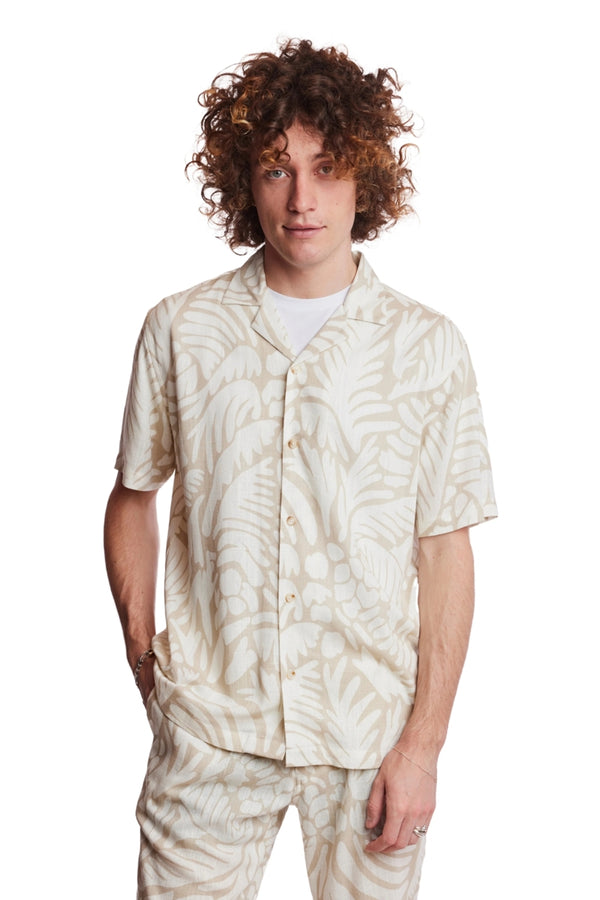 Paisley & Gray Tan & Cream Abstract Print Shirt