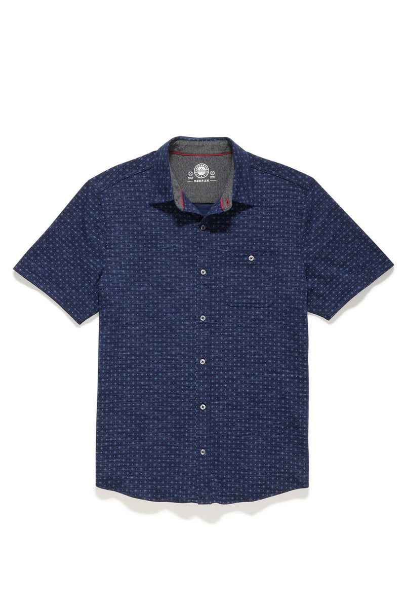 Wholesale,Flag & Anthem, Flag & Anthem Navy Heather Geo Print Knit Performance Shirt, Blue, Extra Large-50-TagXL