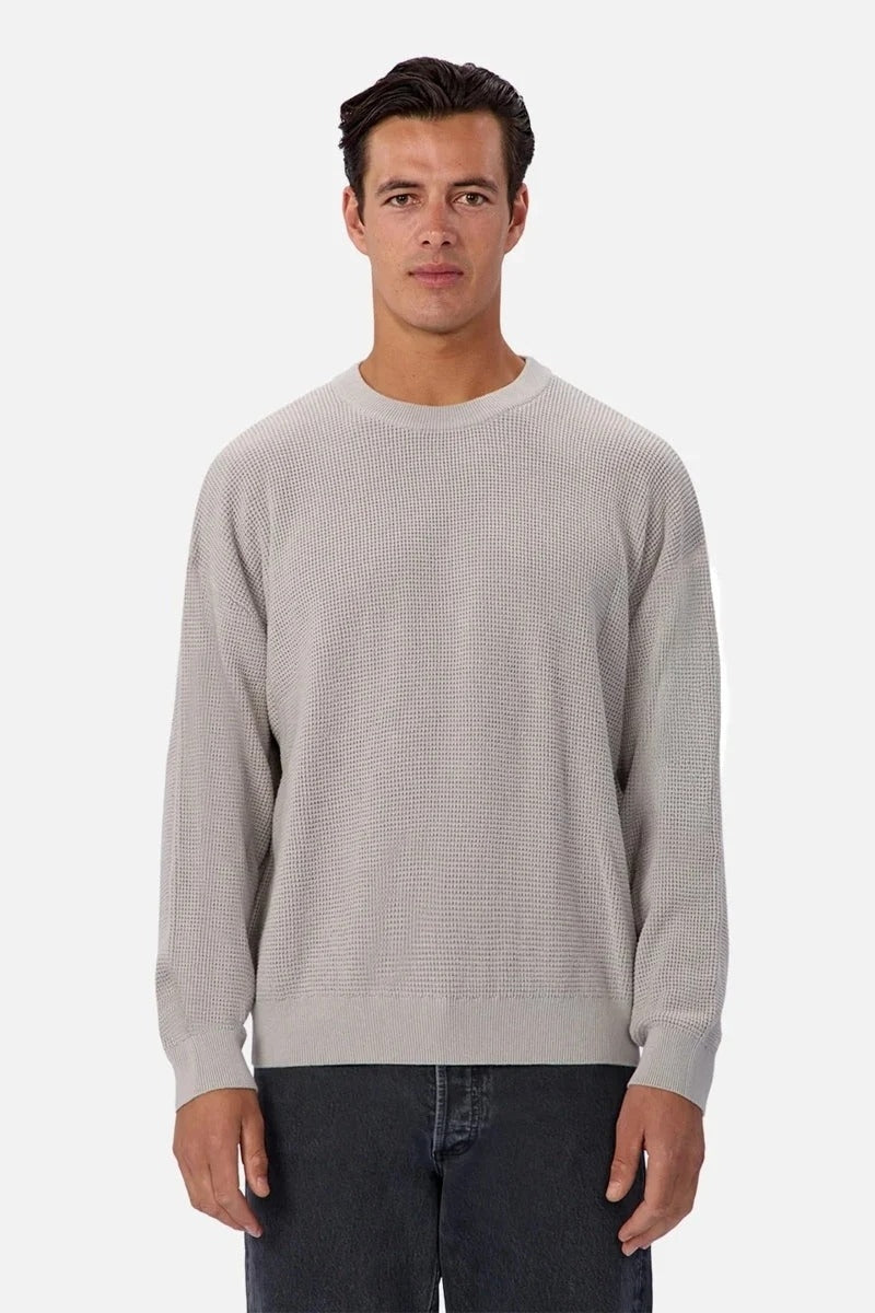 Wholesale,INDUSTRIE AUSTRALIA, INDUSTRIE AUSTRALIA Light Grey Waffle Textured Crewneck Sweater, Grey, Medium-48-TagMLarge-50-TagLExtra Large-52-TagXL