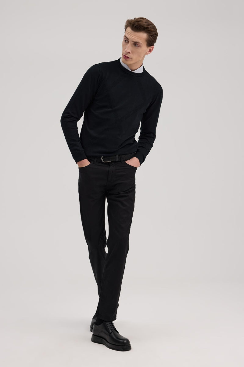 Wholesale,Jakamen, Jakamen Black Textured Slim Fit Sweater, Black, Small-39-TagS