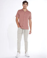 Civil Society Light Brown Matelassé Knit Textured Short Sleeve Resort Shirt