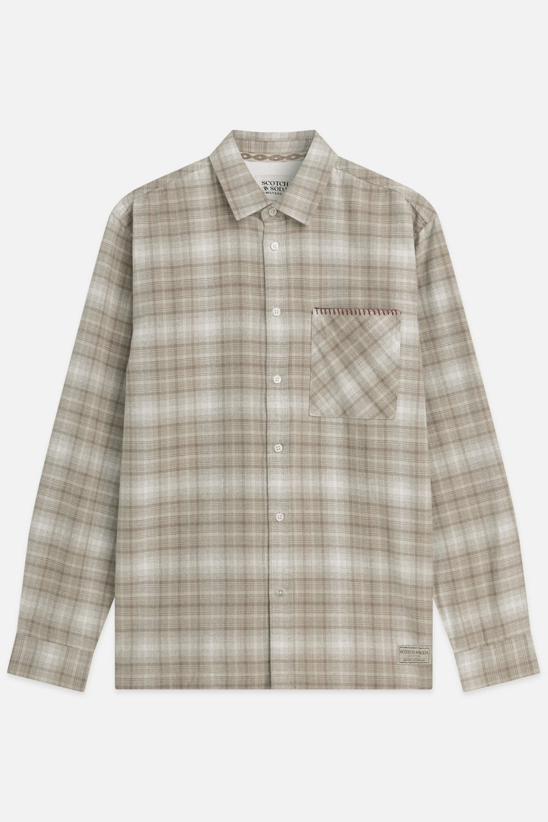Wholesale,Scotch & Soda, Scotch & Soda Walnut Flannel Checked Shirt, Tan, Small-43-TagSMedium-46-TagMLarge-48-TagLExtra Large-50-TagXL