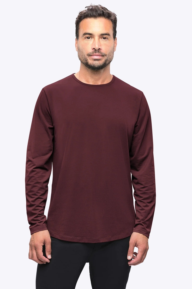 Wholesale,CUTS, CUTS Deep Cranberry Curve-Hem Buttery Soft Tee, Red, Small-39-TagSMedium-41-TagMLarge-43-TagLExtra Large-45-TagXL