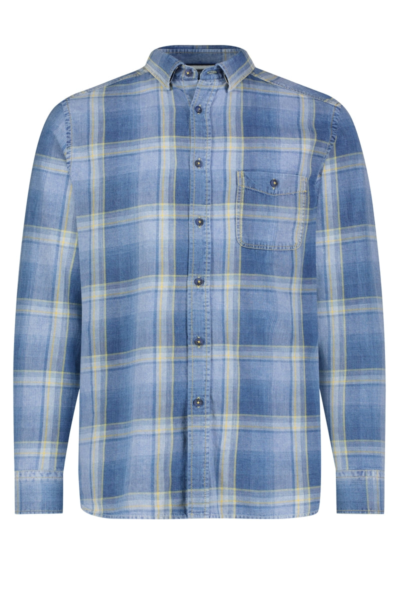 Wholesale,American Heritage, American Heritage Blue Denim All Way Stretch Overshirt, Blue, Small-42-TagS