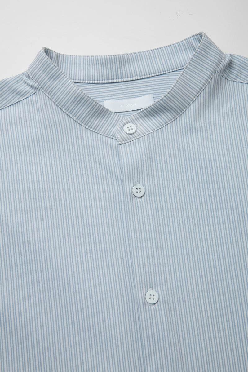 Direct From Brand,FYNE, FYNE Light Blue/White Stripe Stand Collar Moisture Absorption Shirt, Blue, Medium-44-TagMLarge-46-TagL