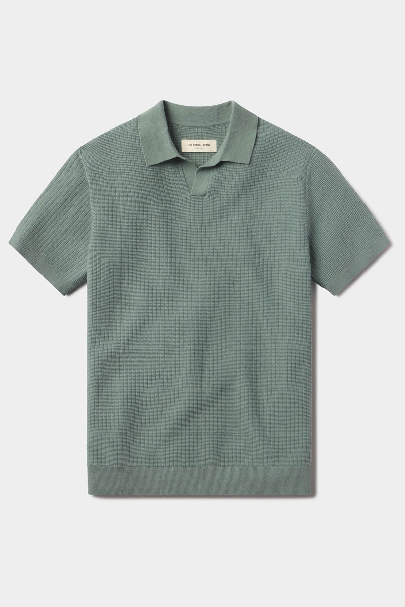 Wholesale,The Normal Brand, The Normal Brand Juniper Waffle Knit Polo, Green, Large-45-TagL