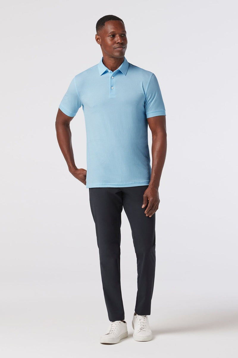 Wholesale,Mizzen + Main, Mizzen + Main Light Cyan Seersucker Textured Trim Fit Polo, Blue, Medium-42-TagM