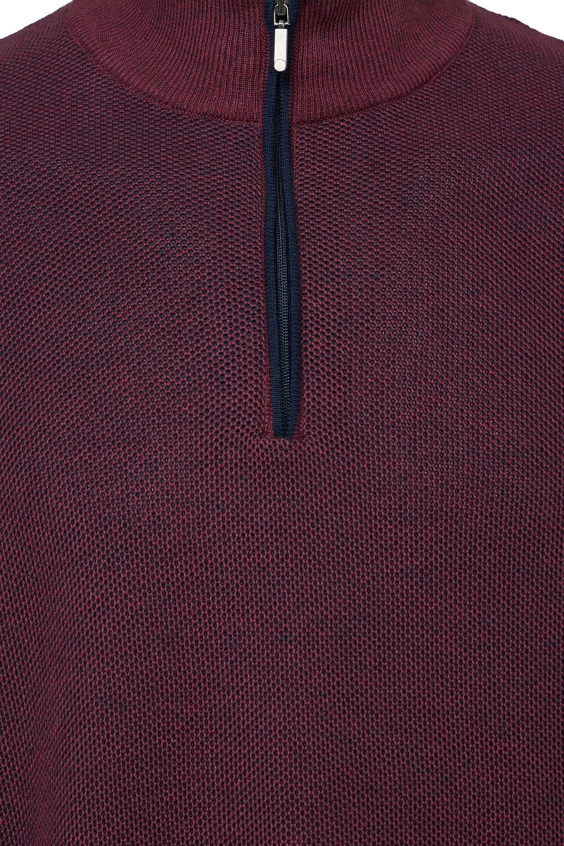Wholesale,American Heritage, American Heritage Burgundy Two-Tone Waffle Mockneck Qtr Zip, Purple, Extra Large-48-TagXL