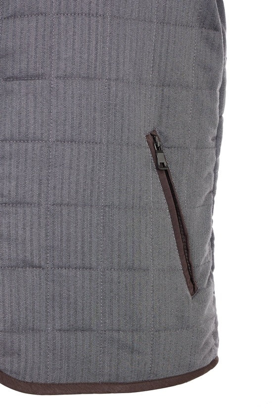 Wholesale,Luchiano Visconti, Luchiano Visconti Melange Brown Double Zip Quilted Performance Vest, Brown, Medium-43-TagM
