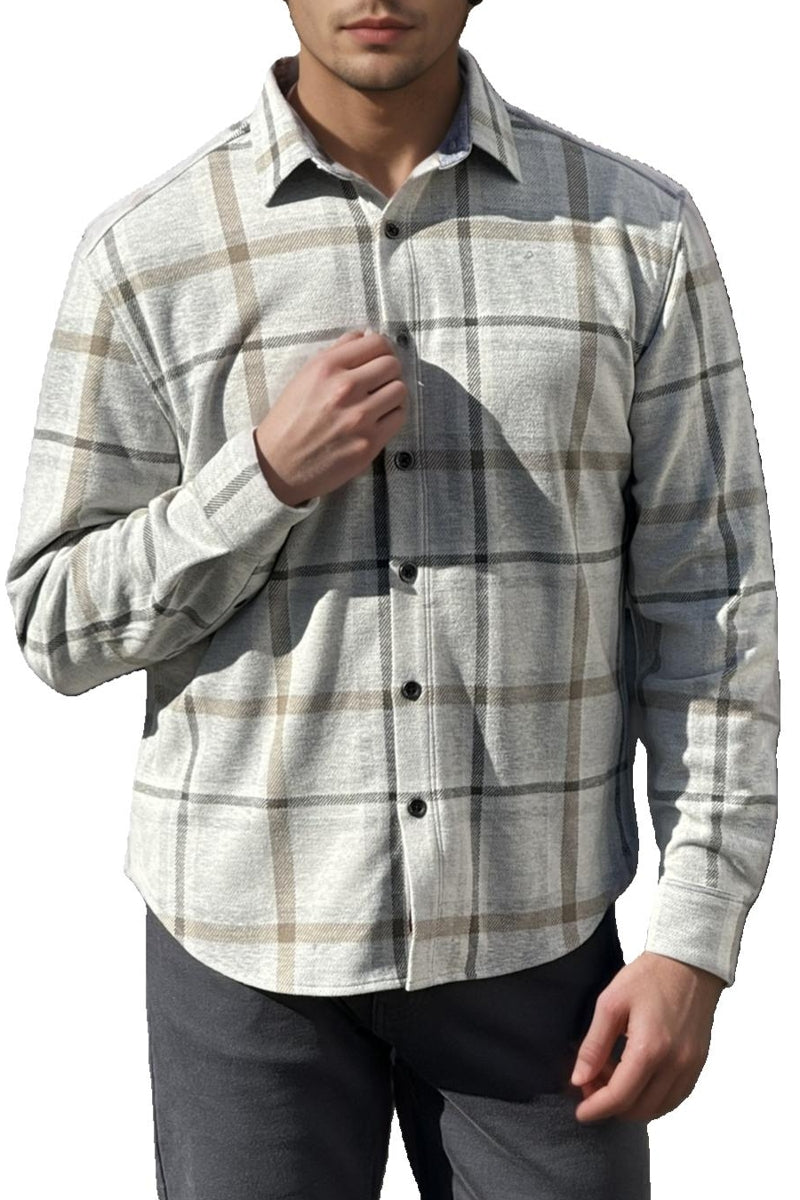 Wholesale,Mason Cruz, Mason Cruz Grey with Tan Knit Plaid Shirt, Grey, Extra Large-48-TagXL