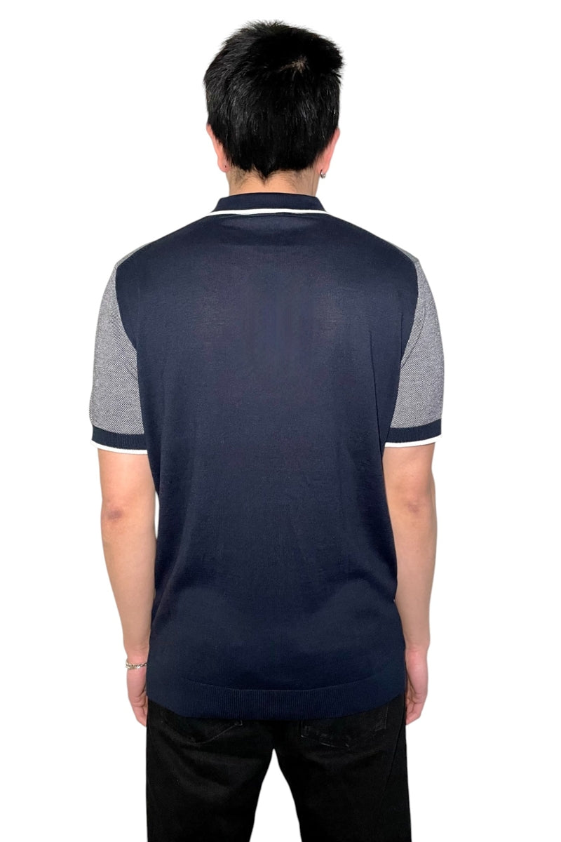 Wholesale,American Heritage, American Heritage Navy with White Contrast Knit Polo, Blue, Medium-42-TagM
