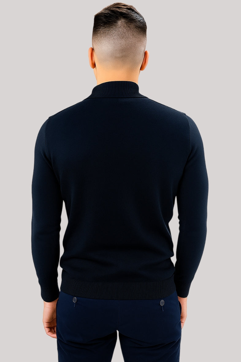 Wholesale,Jakamen, Jakamen Dark Navy Mockneck Textured Sweater, Blue, Small-39-TagM