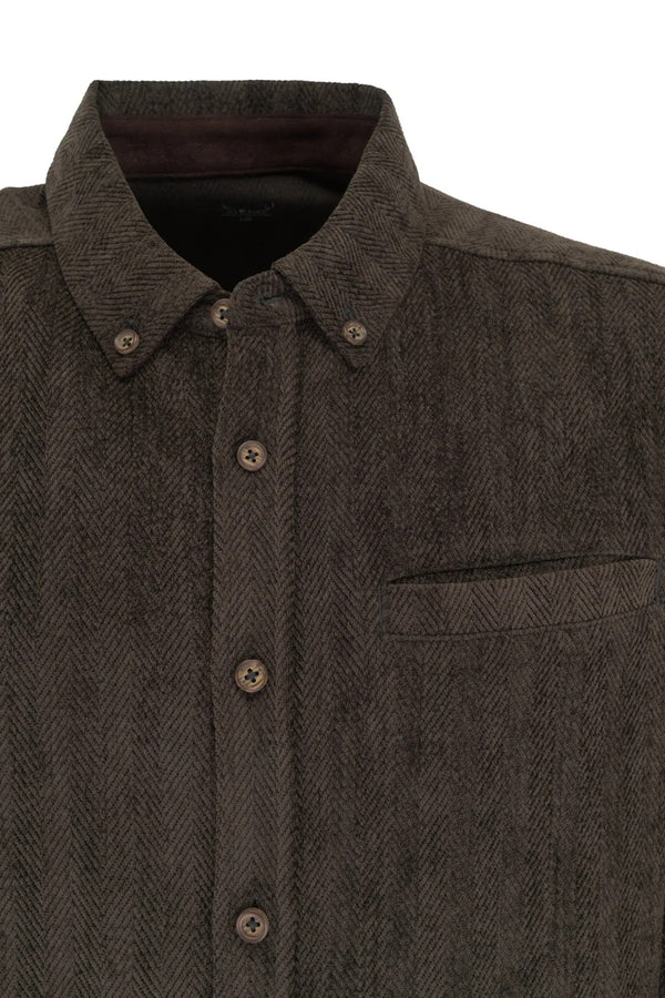 Nicoby Age of Wisdom Brown Corduroy Chenille Herringbone Overshirt
