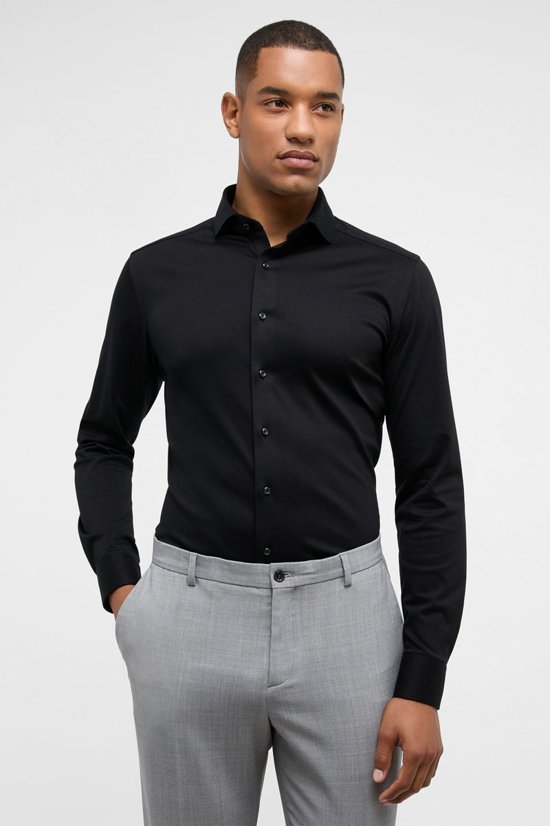 Wholesale,Eterna, 1863 by Eterna Black Jersey Knit Slim Fit Shirt, Black, Small-40-Tag15Small-43-Tag15.5Large-45-Tag16Large-48-Tag17Extra Large Size|Large-48-Tag17