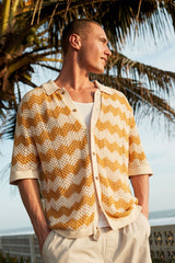 Cotton On Yellow/Cream Crochet Short Sleeve Shirt