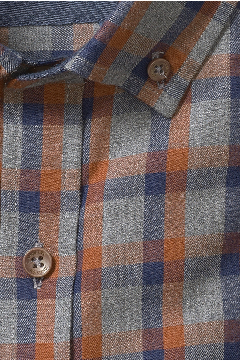 Wholesale,Johnston & Murphy, Johnston & Murphy Gray with Brown Box Plaid Shirt, Grey, Medium-44-TagMLarge-46-TagLExtra Large-50-TagXLExtra Extra Large-52-TagXXL