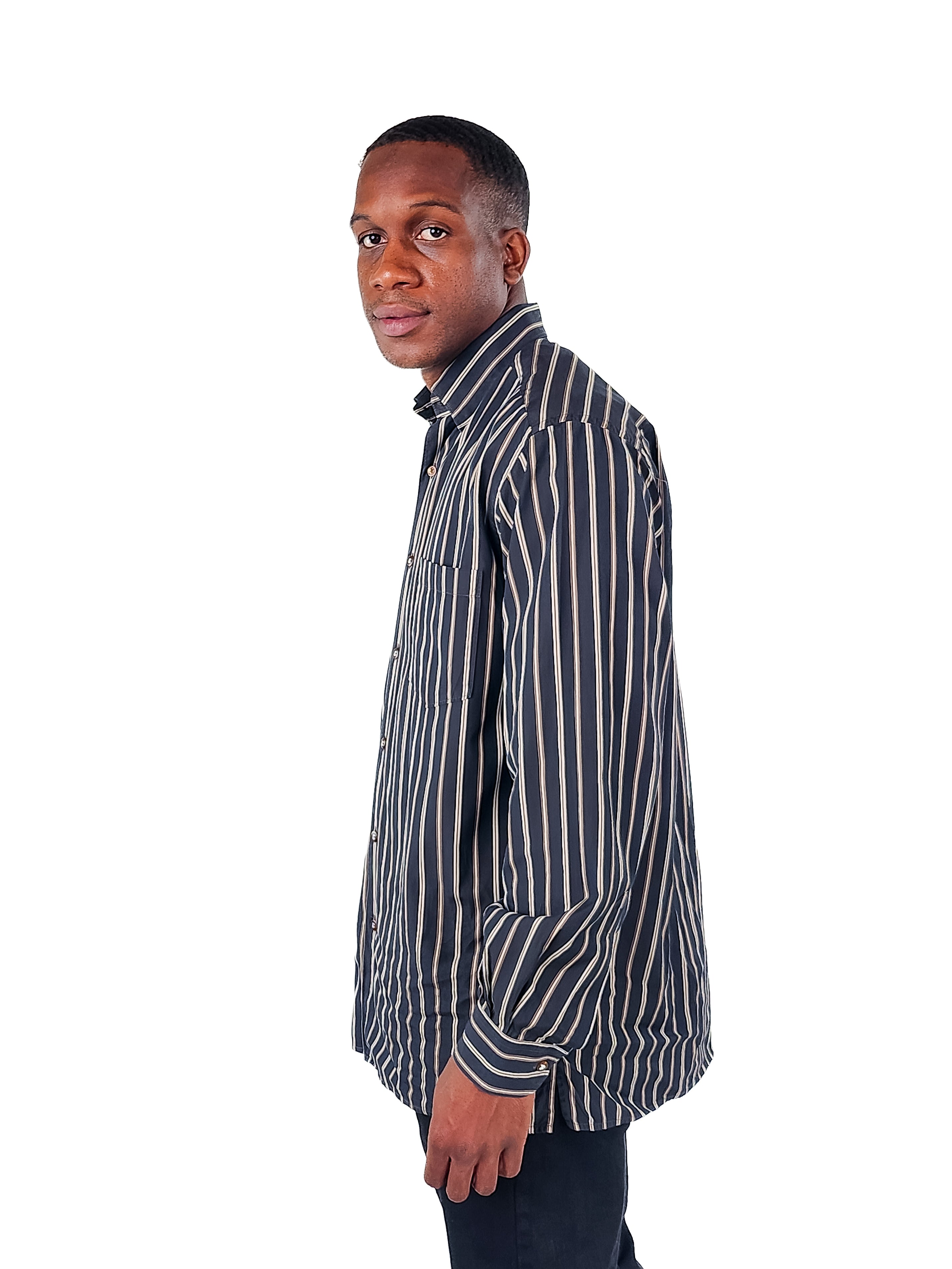 The RealReal,Ermenegildo Zegna, Ermenegildo Zegna Black Stripe Button Up Shirt, Black, Large-49-TagL