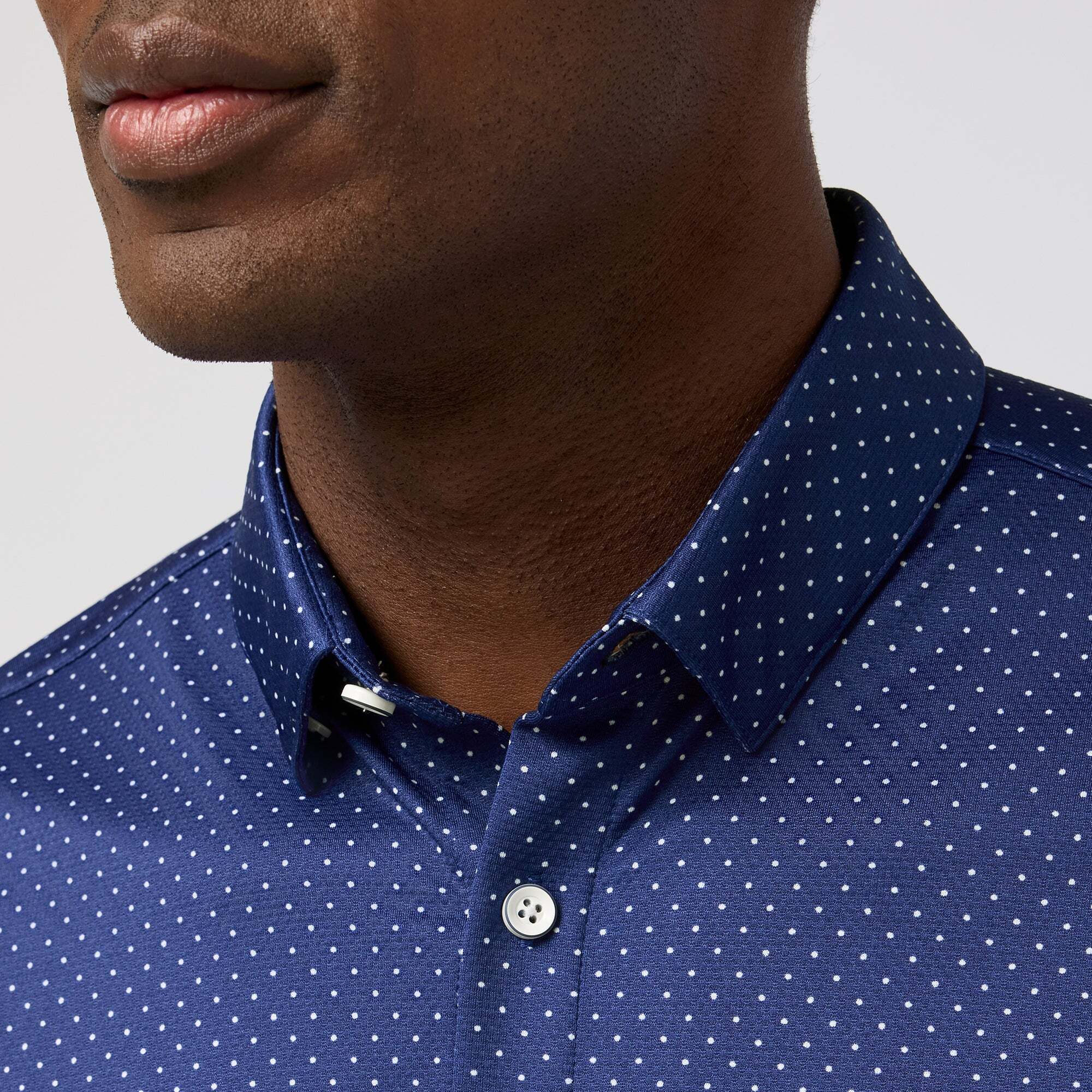 Wholesale,Mizzen + Main, Mizzen + Main Cobalt Dot Print No-Tuck Trim Shirt, Blue, Extra Extra Large-52-TagXXLSmall-41-TagSMedium-43-TagMLarge-46-TagLExtra Large-49-TagXL
