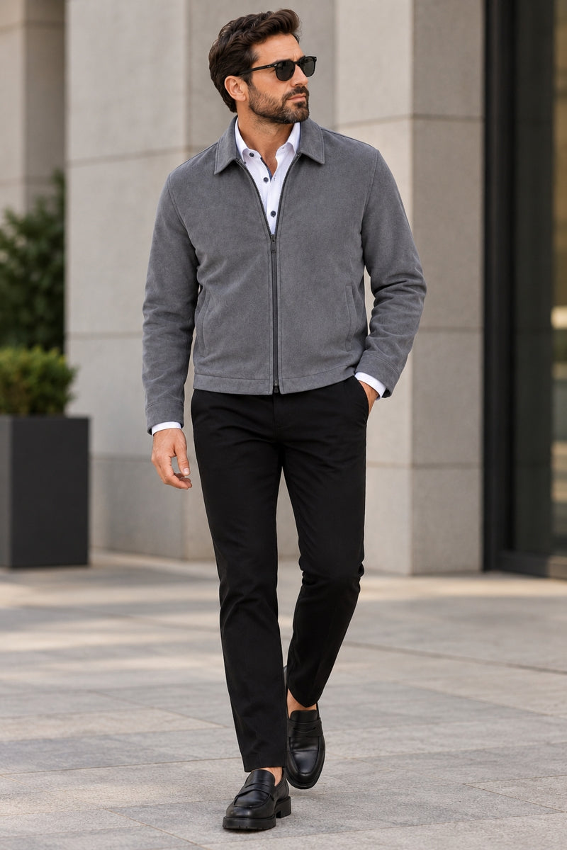Wholesale,Nicoby Age of Wisdom, Nicoby Age of Wisdom Grey Suede Stretch Full Zip Jacket, Grey, Large-46-TagL