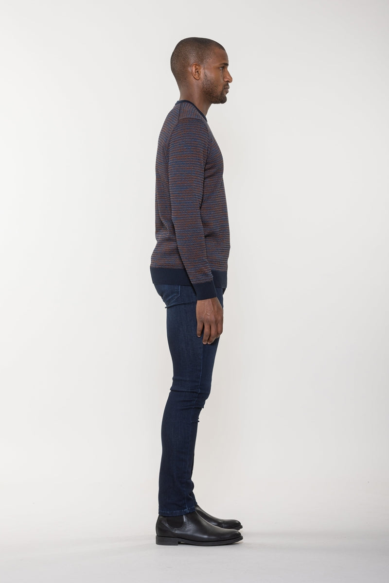 Wholesale,Luchiano Visconti, Luchiano Visconti Navy Triblend Crew Neck Jacquard Sweater, Blue, Small-40-TagSMedium-42-TagMLarge-44-TagLExtra Large-46-TagXLExtra Extra Large-48-TagXXL