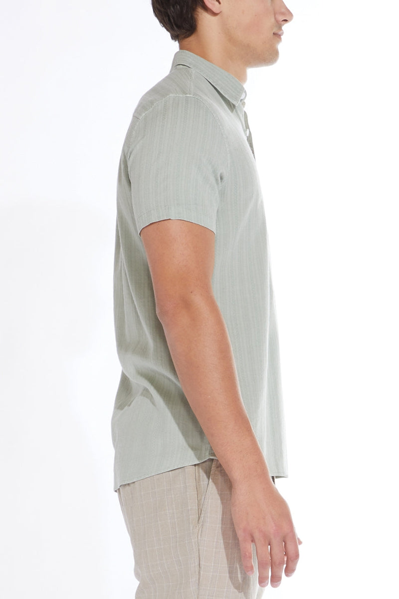 Wholesale,Civil Society, Civil Society Sage Jacquard Stripe Short Sleeve Shirt, Green, Large-45-TagL
