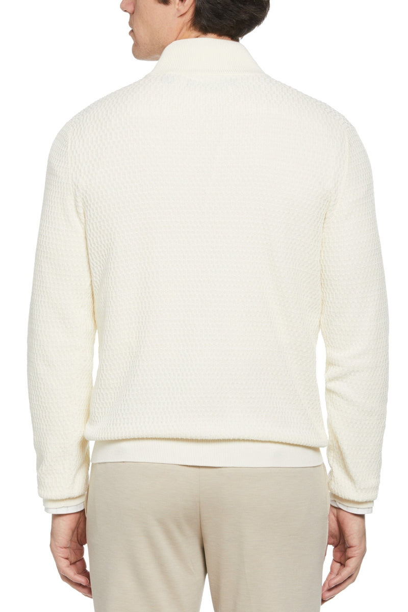 Wholesale,Perry Ellis, Perry Ellis Cream Ribbed Textured Qtr Zip Pullover, Cream, Extra Large-47-TagXL
