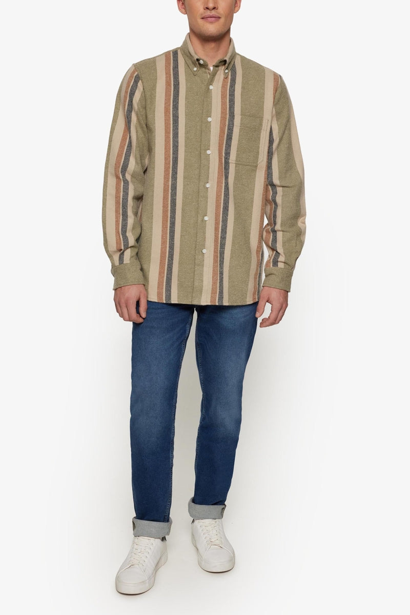 Wholesale,Signal Clothing, Signal Clothing Tan/Olive Heavy Twill Stripe Shirt, Tan, Extra Large-50-TagXL