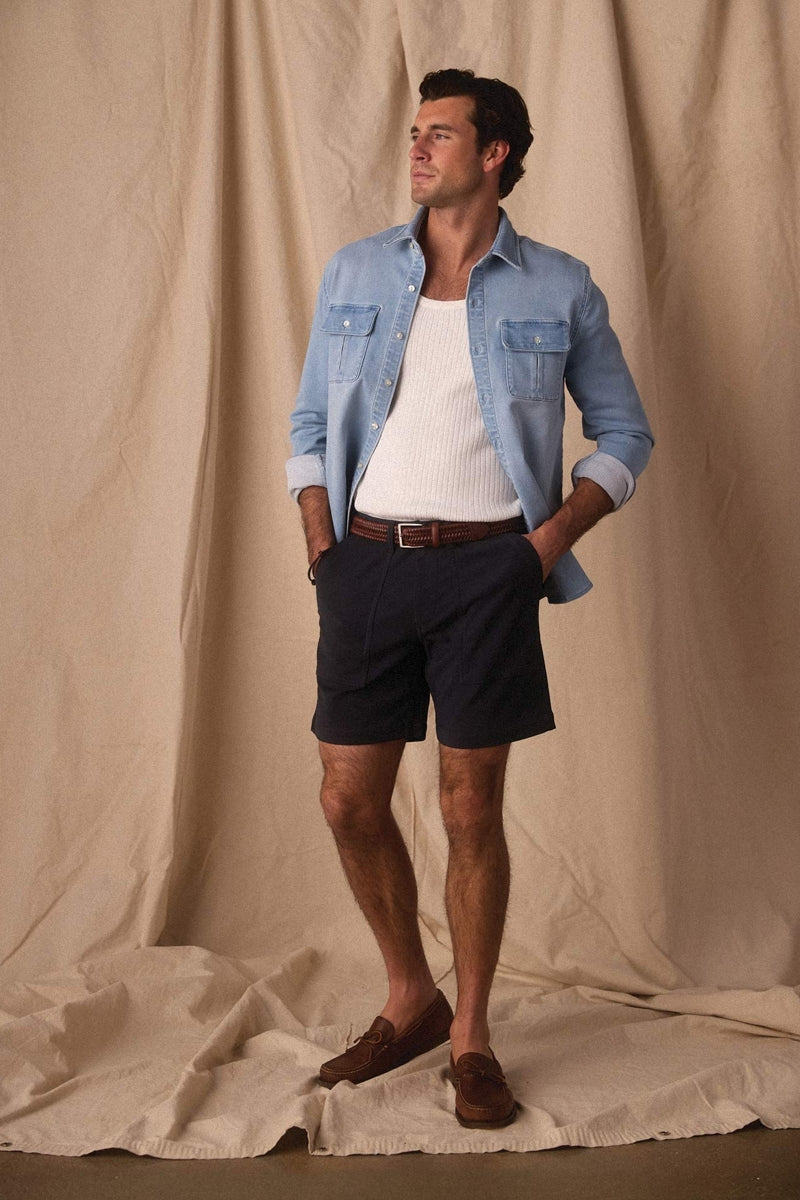 Wholesale,The Normal Brand, The Normal Brand Dark Blue Comfort Terry Utility Short, Blue, 38W-8L-Tag38