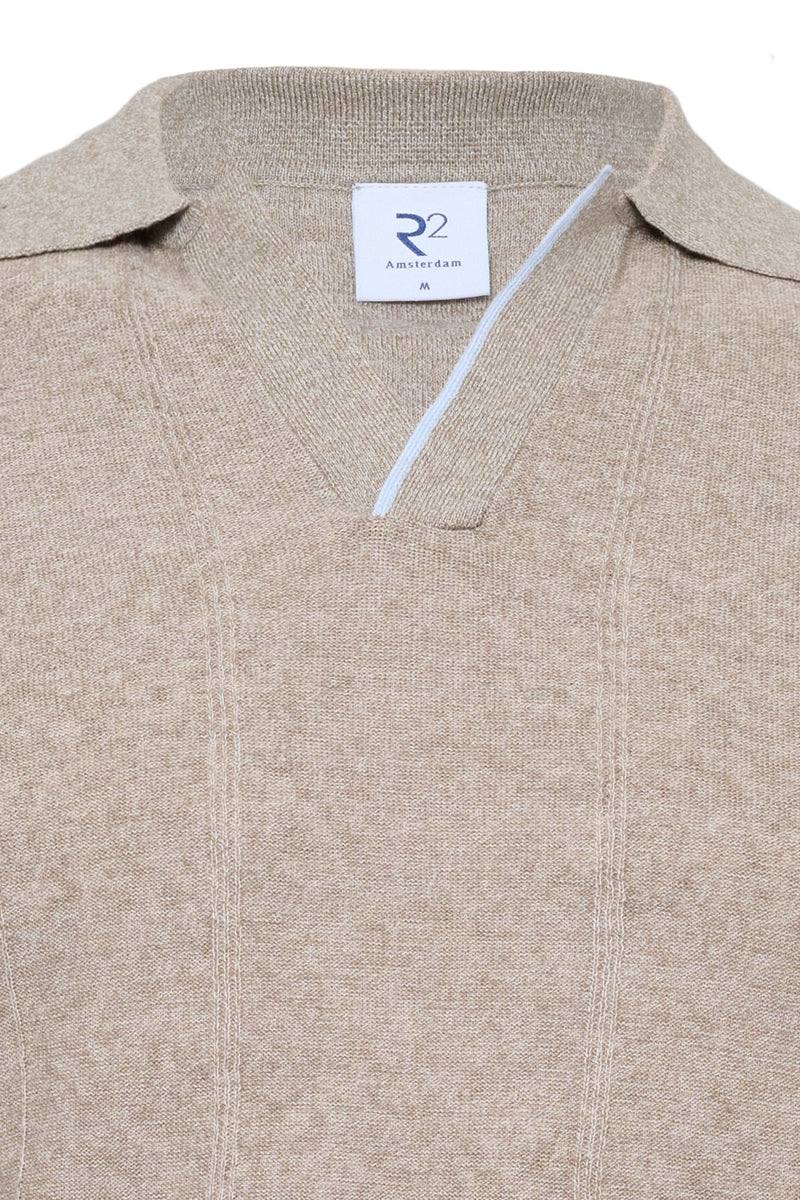 Direct From Brand,R2 Amsterdam, R2 Amsterdam Beige Knit Textured Polo, Tan, Medium-40-TagMLarge-42-TagLExtra Large-44-TagXLExtra Extra Large-46-TagXXLExtra Extra Extra Large-49-TagXXL