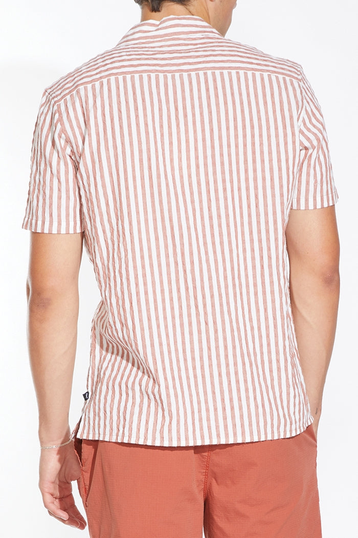 Wholesale,Civil Society, Civil Society Rust/White Striped Shirt, Brown, Small-42-TagSMedium-44-TagMLarge-46-TagLExtra Large-48-TagXLExtra Extra Large-50-TagXXL