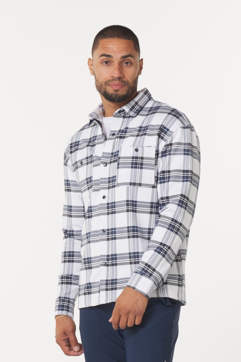 Wholesale,Glyder, Glyder Navy/White Plaid Snap Front Overshirt, Blue, Small-42-TagS