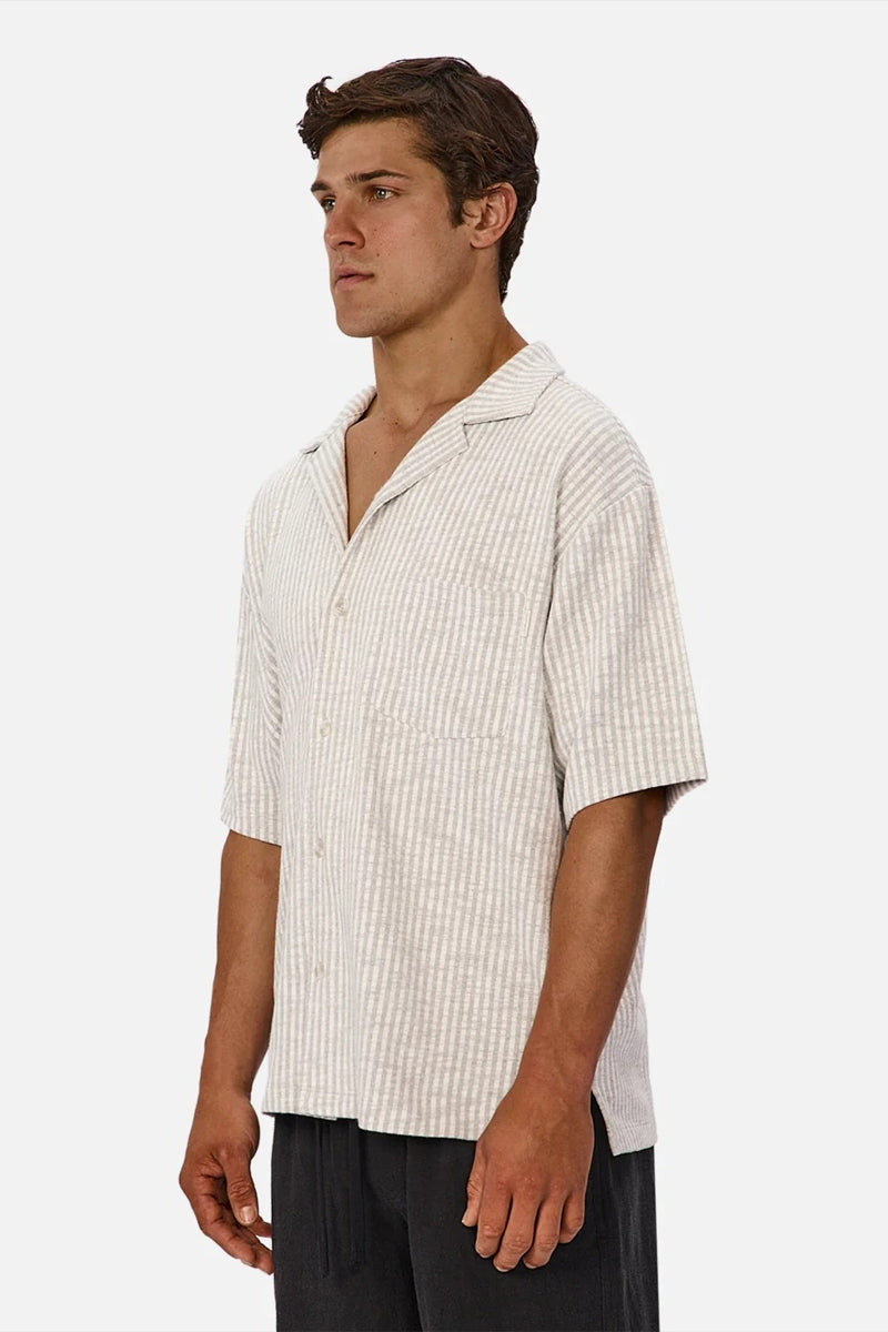 Wholesale,INDUSTRIE AUSTRALIA, INDUSTRIE AUSTRALIA Grey/Off White Knit Textured Stripe Shirt, Grey, Small-43-TagSMedium-45-TagMLarge-48-TagLExtra Large-50-TagXL