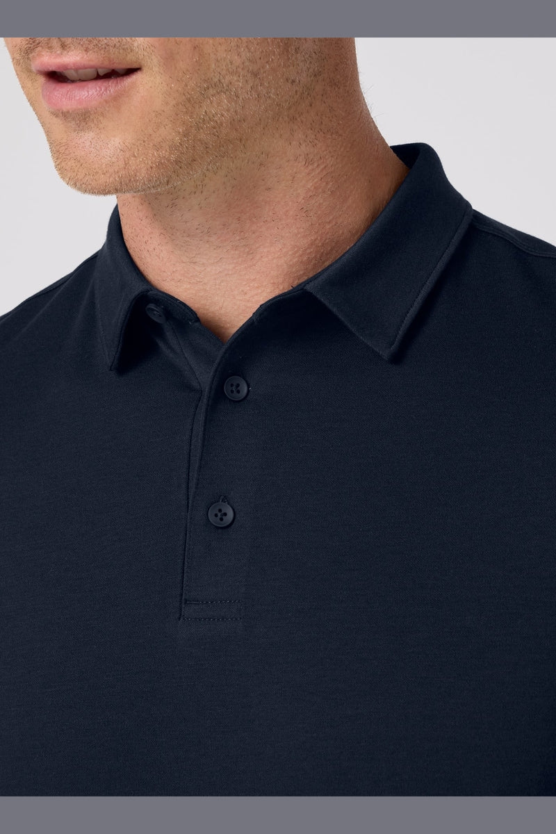 Wholesale,Mizzen + Main, Mizzen + Main Navy Trim Long Sleeve Polo, Blue, Large-46-TagL