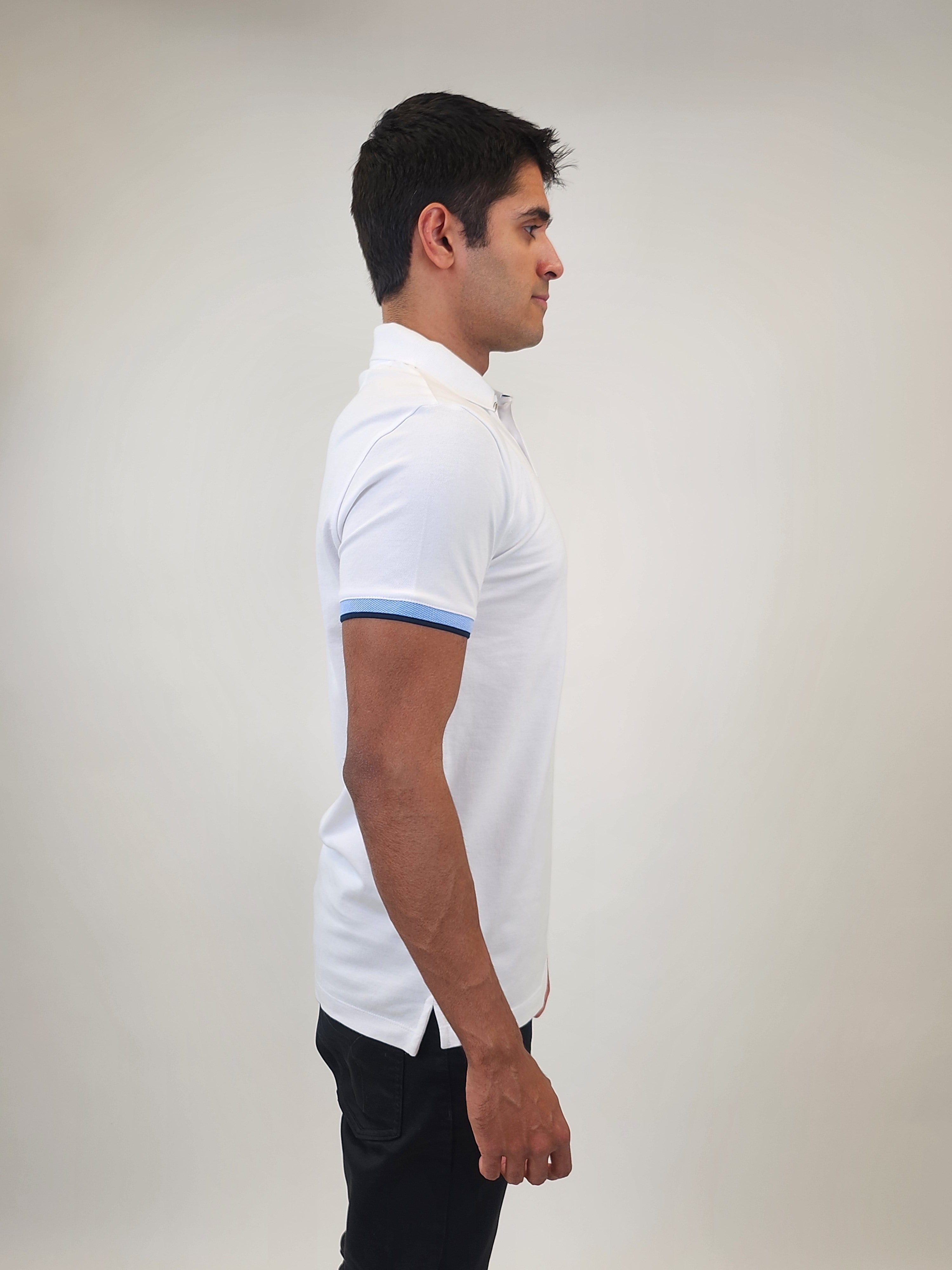 Brand Partner,R2 Amsterdam, R2 Amsterdam White Polo with Light Blue Contrast on Sleeves, Unknown, Unknown