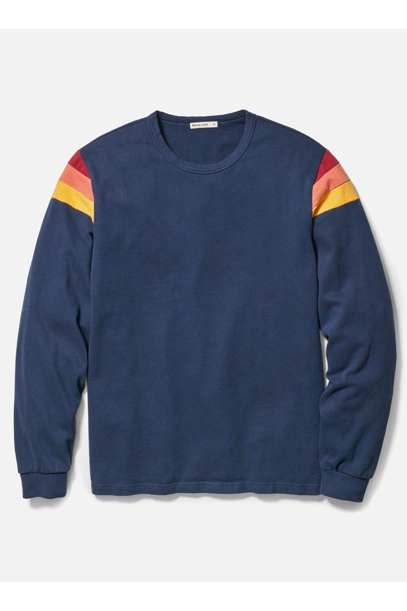 Wholesale,Marine Layer, Marine Layer Indigo Brushed Jersey Sweatshirt with Contrast Sleeves, Blue, Large-46-TagL