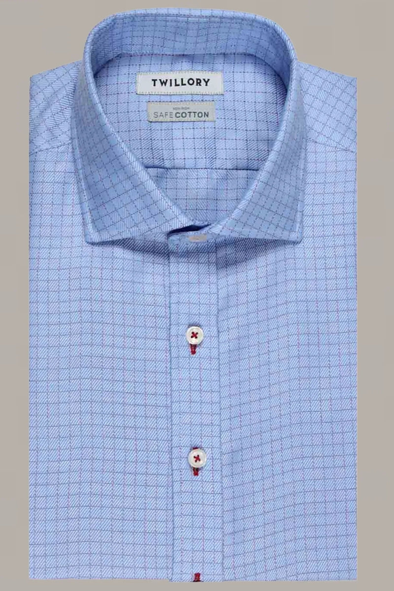 Wholesale,Twillory, Twillory Blue Check Non-Iron Safe Cotton Tech Shirt, Blue, Small-40-Tag14.5